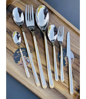 سرویس قاشق چنگال24 نفره طلایی نقره ای برنجی یونیک