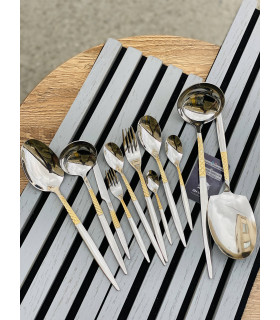 سرویس قاشق 24نفره یونیک زنبوری طلایی نقره ای