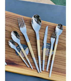 سرویس قاشق چنگال24 نفره آجری طلایی نقره  ای